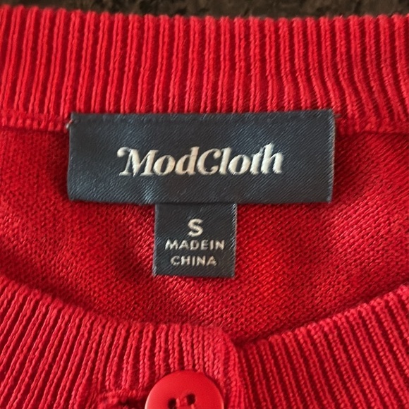NWOT ModCloth Red Christmas Lights Cardigan Sweater - Picture 6 of 7